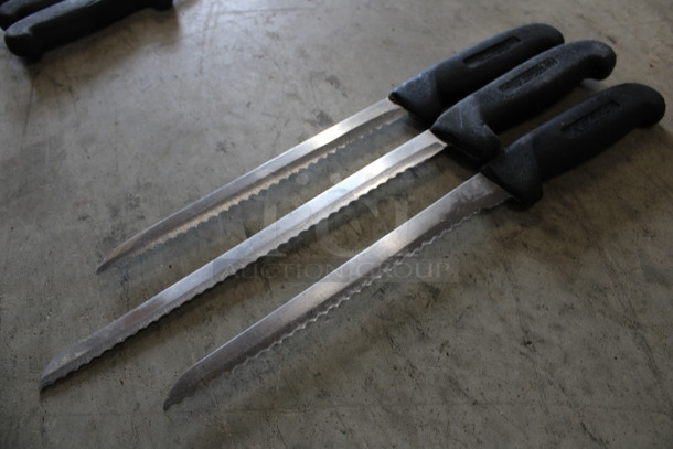 3 SHARPENED Stainless Steel Serrated Knives. Includes 13". 3 Times Your Bid! - Image 3 of 4
