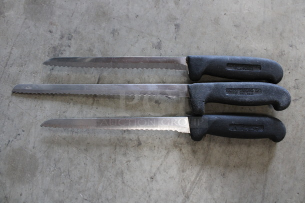 3 SHARPENED Stainless Steel Serrated Knives. Includes 13". 3 Times Your Bid! - Image 4 of 4