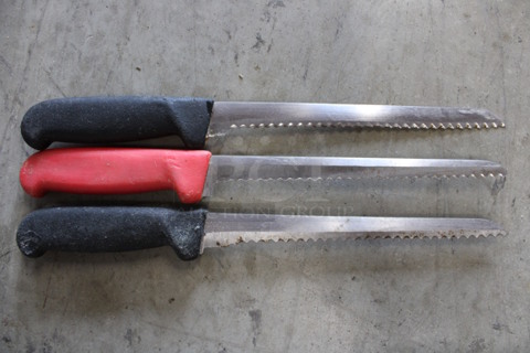 3 SHARPENED Stainless Steel Serrated Knives. Includes 13". 3 Times Your Bid!