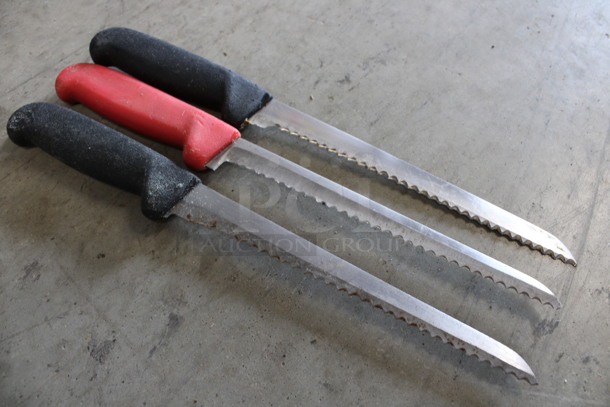 3 SHARPENED Stainless Steel Serrated Knives. Includes 13". 3 Times Your Bid! - Image 3 of 4