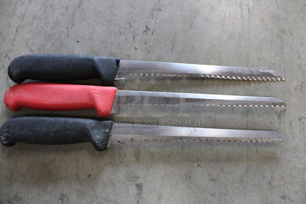 3 SHARPENED Stainless Steel Serrated Knives. Includes 13". 3 Times Your Bid! - Image 4 of 4