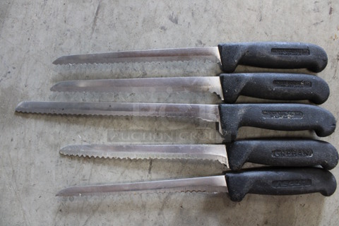 5 SHARPENED Stainless Steel Serrated Knives. Includes 13". 5 Times Your Bid!