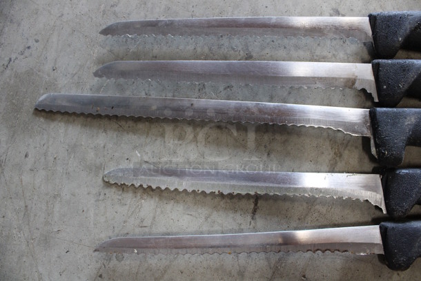 5 SHARPENED Stainless Steel Serrated Knives. Includes 13". 5 Times Your Bid! - Image 2 of 5