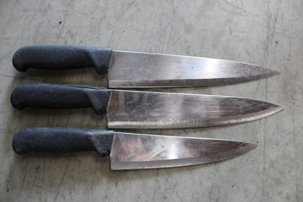 3 SHARPENED Stainless Steel Chef Knives. Includes 14". 3 Times Your Bid! - Image 1 of 4