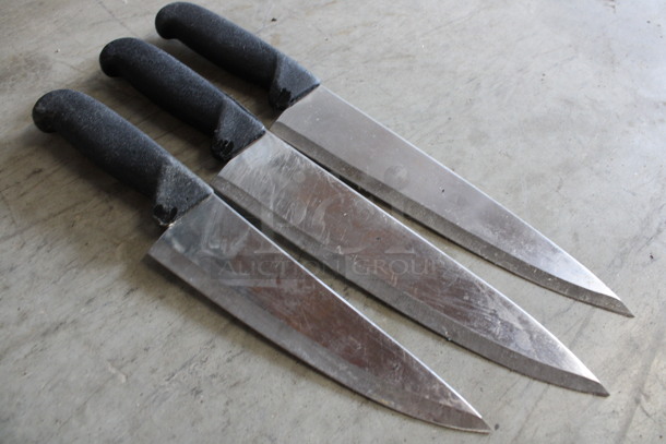 3 SHARPENED Stainless Steel Chef Knives. Includes 14". 3 Times Your Bid! - Image 3 of 4