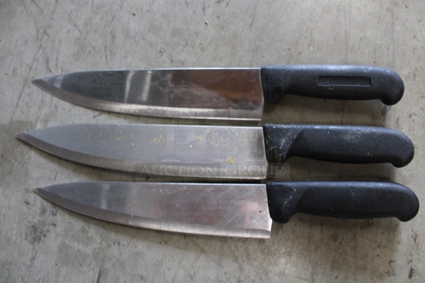 3 SHARPENED Stainless Steel Chef Knives. Includes 14". 3 Times Your Bid! - Image 1 of 5