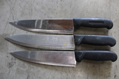 3 SHARPENED Stainless Steel Chef Knives. Includes 14". 3 Times Your Bid!