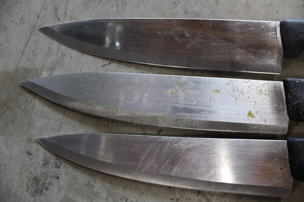 3 SHARPENED Stainless Steel Chef Knives. Includes 14". 3 Times Your Bid! - Image 2 of 5