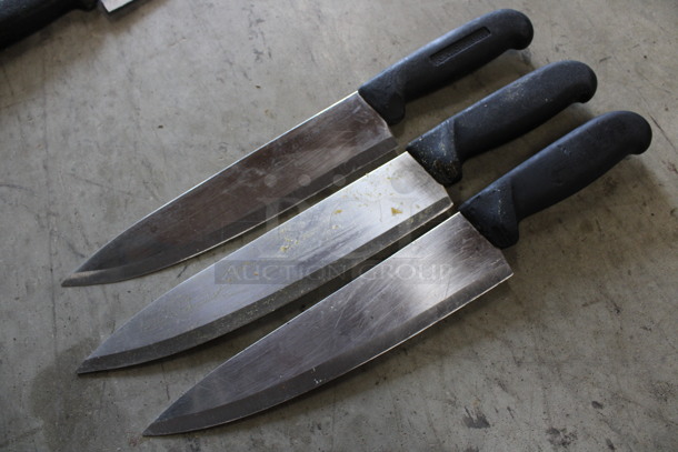 3 SHARPENED Stainless Steel Chef Knives. Includes 14". 3 Times Your Bid! - Image 3 of 5