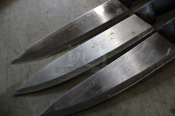 3 SHARPENED Stainless Steel Chef Knives. Includes 14". 3 Times Your Bid! - Image 4 of 5