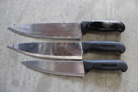 3 SHARPENED Stainless Steel Chef Knives. Includes 14". 3 Times Your Bid!