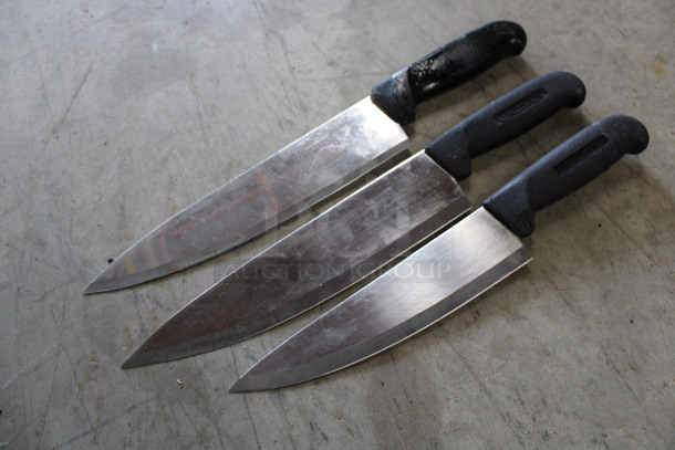 3 SHARPENED Stainless Steel Chef Knives. Includes 14". 3 Times Your Bid! - Image 3 of 4