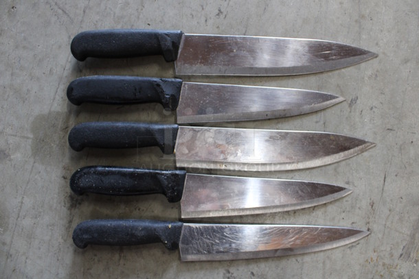 5 SHARPENED Stainless Steel Chef Knives. Includes 14". 5 Times Your Bid! - Image 1 of 5