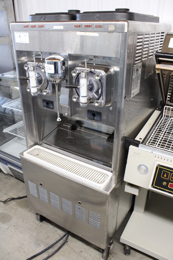2014 Taylor Model 342D-27 Stainless Steel Commercial Floor Style Air Cooled 2 Flavor Frozen Beverage Machine w/ Drink Mixer Attachment on Commercial Casters. 208-230 Volts, 1 Phase. 26x33x60 - Image 3 of 11