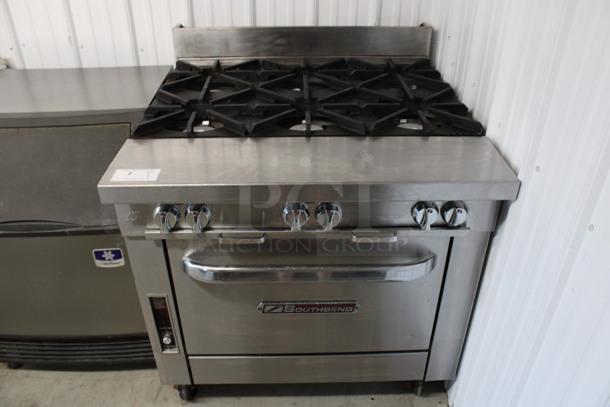 Southbend Model P36D-BBB Stainless Steel Commercial Natural Gas Powered 6 Burner Range w/ Oven on Commercial Casters. 36x37.5x41 - Image 2 of 9