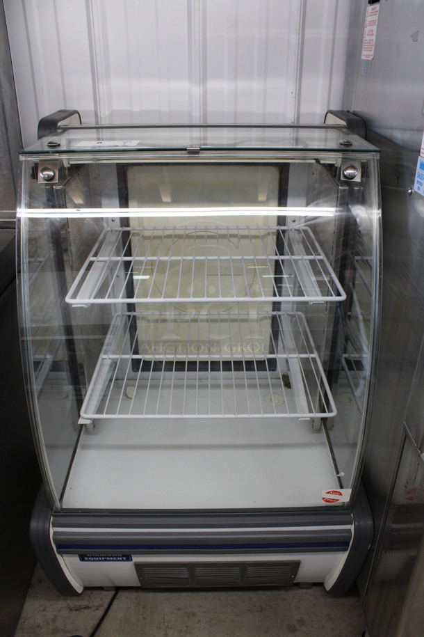 Diamond Stainless Steel Commercial Countertop Deli Display Case Merchandiser w/ Poly Coated Racks. 26x26x42.5. Tested and Powers On But Does Not Get Cold