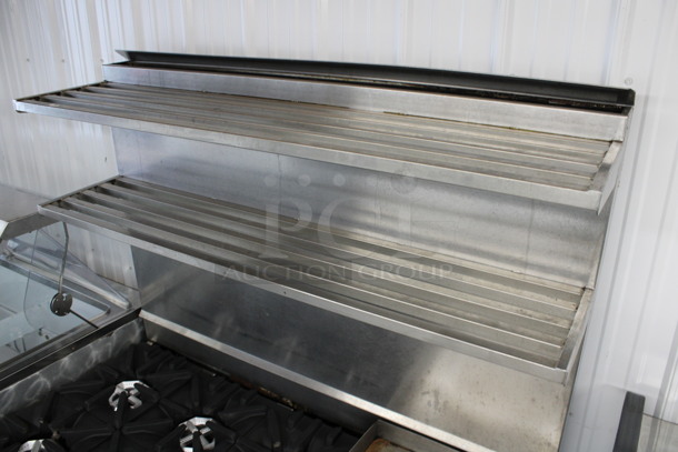 Stainless Steel Commercial Natural Gas Powered 6 Burner Range w/ Right Side Flat Top Griddle, Oven, Under Shelf and 2 Tier Over Shelves. 54x38.5x67 - Image 7 of 12