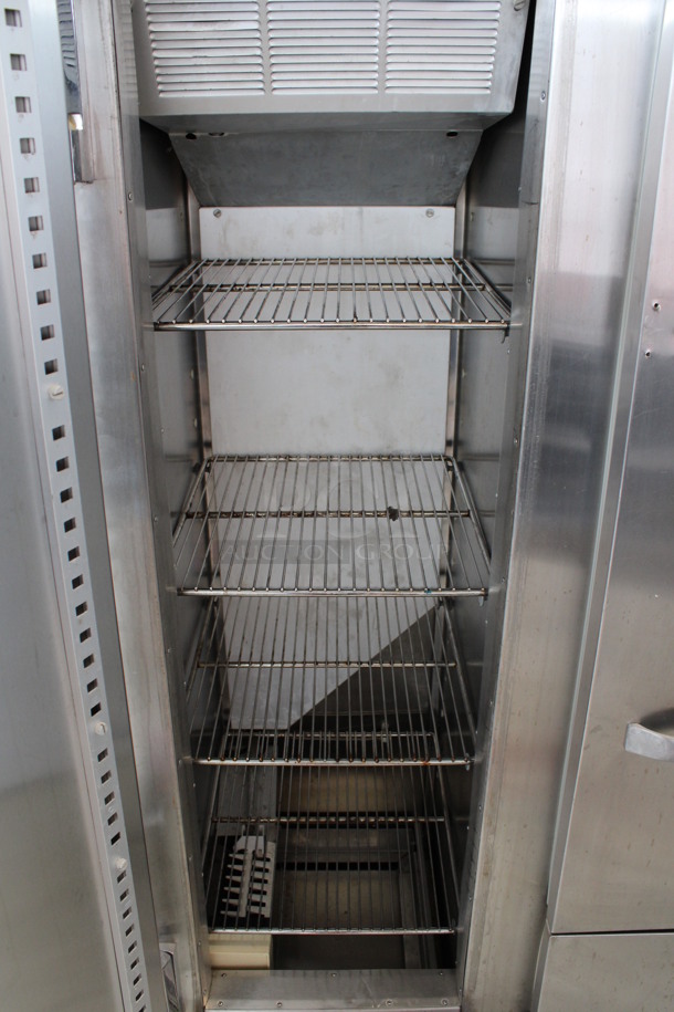 Traulsen Model URS 48 DT Stainless Steel Commercial Cooler w/ 2 Doors, 3 Drawers and Metal Racks on Commercial Casters. 115 Volts, 1 Phase. 48x28x81. Tested and Powers On But Does Not Get Cold - Image 4 of 8