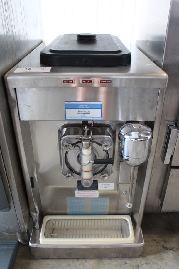 2012 Taylor Model 340D-27 Stainless Steel Commercial Countertop Single Flavor Frozen Beverage Machine w/ Drink Mixer Attachment. 208-230 Volts, 1 Phase. 18x32x32