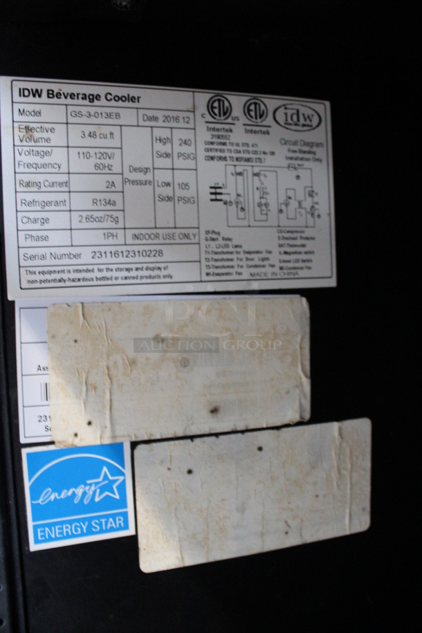 IDW Model GS-3-013EB ENERGY STAR Metal Mini Cooler Merchandiser. 110-120 Volts, 1 Phase. 18x20x35. Tested and Powers On But Does Not Get Cold - Image 5 of 6