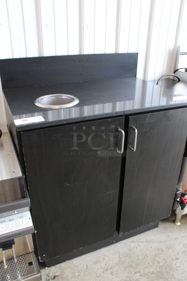 Black Counter w/ Back Splash, Trash Deposit Hole and 2 Doors. 32x21.5x40 - Image 4 of 6