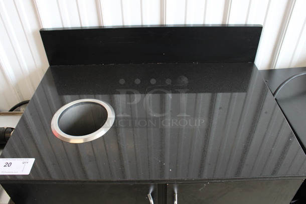 Black Counter w/ Back Splash, Trash Deposit Hole and 2 Doors. 32x21.5x40 - Image 5 of 6