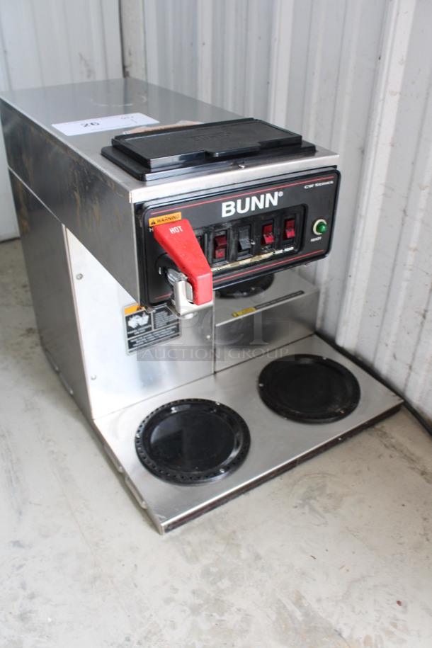 Bunn CW Series Stainless Steel Commercial Countertop 3 Burner Coffee Machine w/ Hot Water Dispenser. 16x20x16.5 - Image 3 of 6
