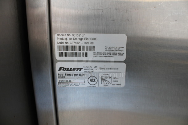 Hoshizaki Model KM-1300SAH Stainless Steel Commercial Air Cooled Ice Machine Head on Follett Model SG1300S-48 Stainless Steel Ice Bin. 208-230 Volts, 1 Phase. 48.5x38x91.5 - Image 8 of 9