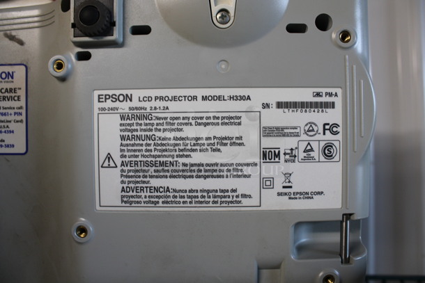 Epson Model H330A LCD Projector. 100-240 Volts, 1 Phase. 13x10.5x6 - Image 5 of 5