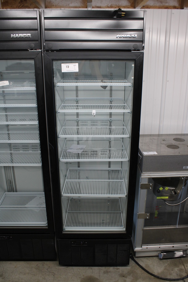 2019 Habco Model SE18 Metal Commercial Single Door Reach In Cooler Merchandiser w/ Poly Coated Racks. 115 Volts, 1 Phase. 24x24x79. Tested and Working!