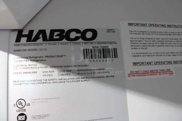 2019 Habco Model SE18 Metal Commercial Single Door Reach In Cooler Merchandiser w/ Poly Coated Racks. 115 Volts, 1 Phase. 24x24x79. Tested and Working! - Image 5 of 5
