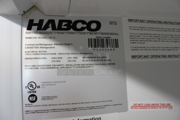 2013 Habco Model SE12 Metal Commercial Single Door Reach In Cooler Merchandiser w/ Poly Coated Racks. 115 Volts, 1 Phase. 24x24x62. Tested and Working! - Image 4 of 4