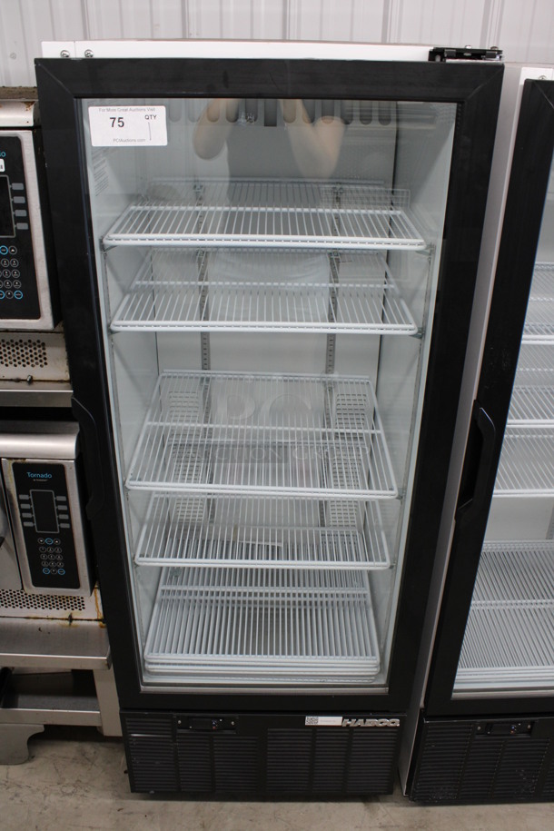 2013 Habco Model SE12 Metal Commercial Single Door Reach In Cooler Merchandiser w/ Poly Coated Racks. 115 Volts, 1 Phase. 24x24x62. Tested and Working!