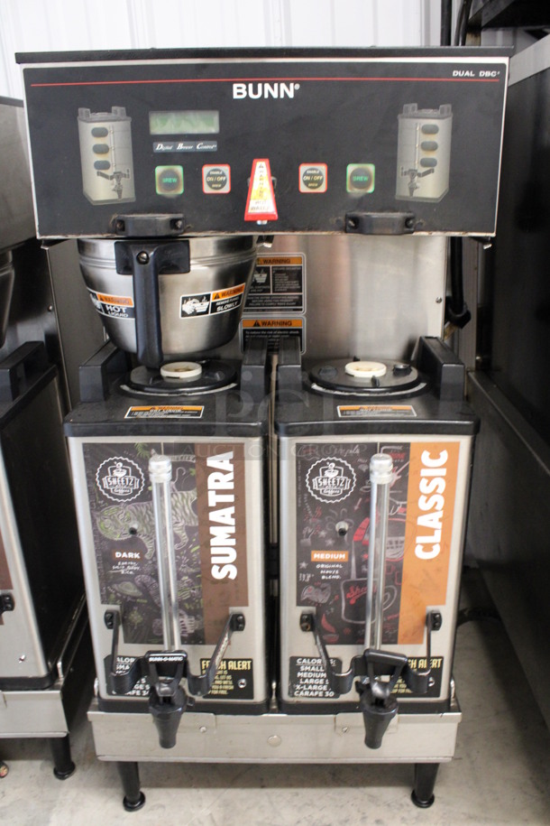 2011 Bunn Model DUAL SH DBC Stainless Steel Commercial Countertop Dual Coffee Machine w/ Hot Water Dispenser, Stainless Steel Brew Basket and 2 Bunn Model SH SERVER Satellite Servers. 120/208-240 Volts, 1 Phase. 18x24x36. Tested and Working! - Image 4 of 7