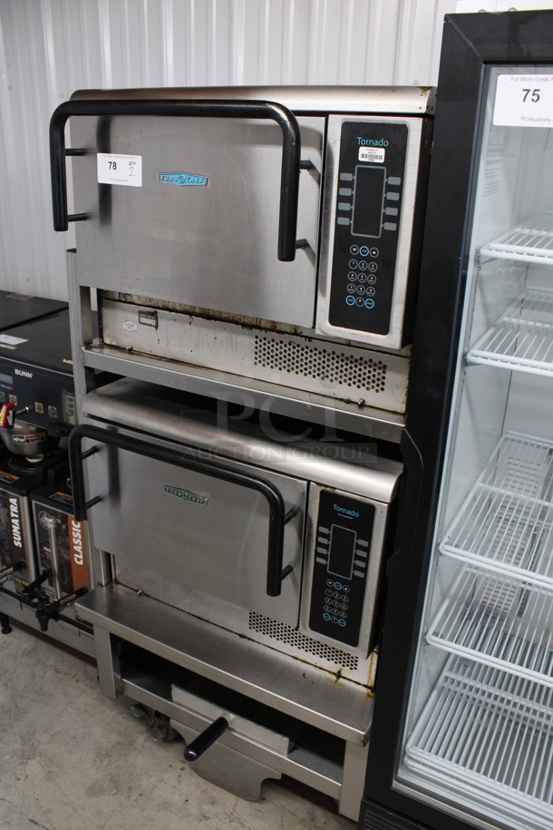 2 FANTASTIC! 2012/2015 Turbochef Model NGCD6 Tornado Stainless Steel Commercial Countertop Electric Powered Rapid Cook Ovens on Stainless Steel Commercial 2 Tier Equipment Stand w/ Rapid Oven Paddle on Commercial Casters. 208/240 Volts, 1 Phase. 30x30x60. 2 Times Your Bid! Tested and Working!  - Image 3 of 10