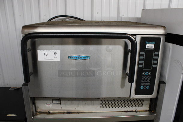 2 FANTASTIC! 2012/2015 Turbochef Model NGCD6 Tornado Stainless Steel Commercial Countertop Electric Powered Rapid Cook Ovens on Stainless Steel Commercial 2 Tier Equipment Stand w/ Rapid Oven Paddle on Commercial Casters. 208/240 Volts, 1 Phase. 30x30x60. 2 Times Your Bid! Tested and Working!  - Image 4 of 10