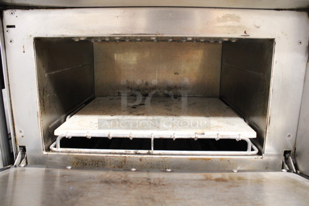 2 FANTASTIC! 2012/2015 Turbochef Model NGCD6 Tornado Stainless Steel Commercial Countertop Electric Powered Rapid Cook Ovens on Stainless Steel Commercial 2 Tier Equipment Stand w/ Rapid Oven Paddle on Commercial Casters. 208/240 Volts, 1 Phase. 30x30x60. 2 Times Your Bid! Tested and Working!  - Image 7 of 10