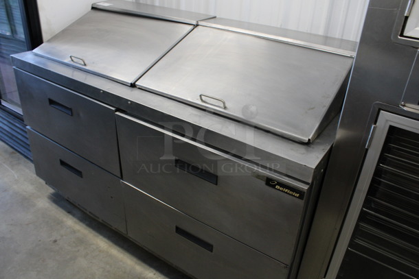 Delfield Model D4464N-24M Stainless Steel Commercial Sandwich Salad Prep Table Bain Marie Mega Top w/ 4 Drawers on Commercial Casters. 115 Volts, 1 Phase. 64x32x44. Cannot Test Due To Missing Power Cord - Image 2 of 6