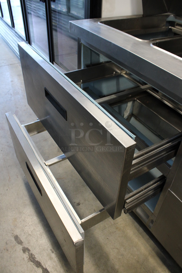 Delfield Model D4464N-24M Stainless Steel Commercial Sandwich Salad Prep Table Bain Marie Mega Top w/ 4 Drawers on Commercial Casters. 115 Volts, 1 Phase. 64x32x44. Cannot Test Due To Missing Power Cord - Image 5 of 6