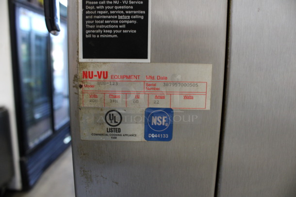 Nu Vu Model SUB-123 Stainless Steel Commercial Oven Proofer on Commercial Casters. 208 Volts, 3 Phase. 36x28x77 - Image 3 of 7