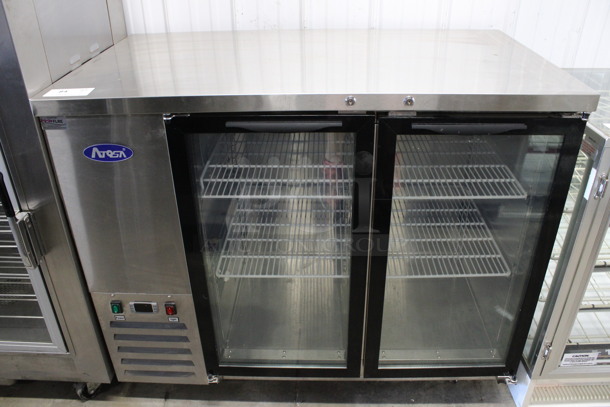 2019 Atosa Model MBB48G Stainless Steel Commercial 2 Door Back Bar Cooler Merchandiser on Commercial Casters. 115 Volts, 1 Phase. 48x27.5x40. Tested and Powers On But Does Not Get Cold - Image 1 of 6