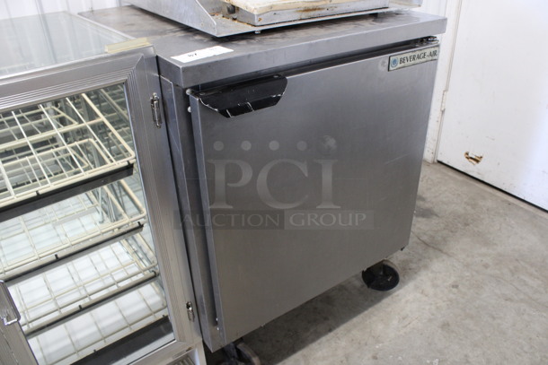 Beverage Air Model WTF27A Stainless Steel Commercial Single Door Undercounter Cooler on Commercial Casters. 115 Volts, 1 Phase. 27x30x35.5. Tested and Working! - Image 2 of 5