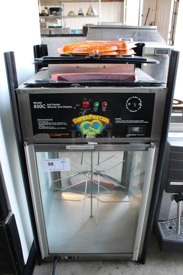JJ Model 00JJ850D Stainless Steel Commercial Countertop Pretzel Warming Merchandiser. 120 Volts, 1 Phase. 20.5x20.5x37. Tested and Working!