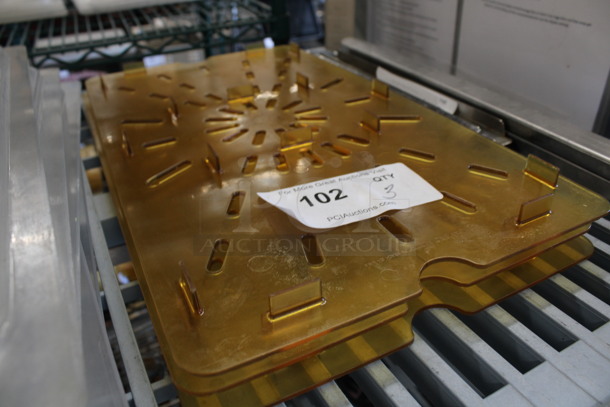 3 Amber Colored Poly Straining Inserts. 10.5x18.5x1. 3 Times Your Bid! - Image 2 of 3
