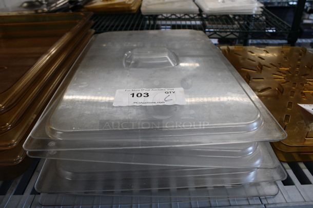 6 Clear Poly Full Size Drop In Bin Lids. 6 Times Your Bid!