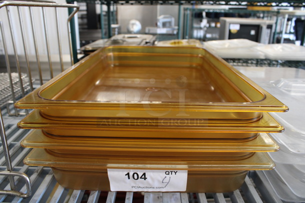 4 Amber Colored Poly Full Size Drop In Bins. 1/1x2. 4 Times Your Bid!