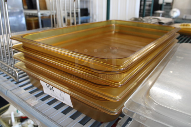 4 Amber Colored Poly Full Size Drop In Bins. 1/1x2. 4 Times Your Bid! - Image 2 of 4