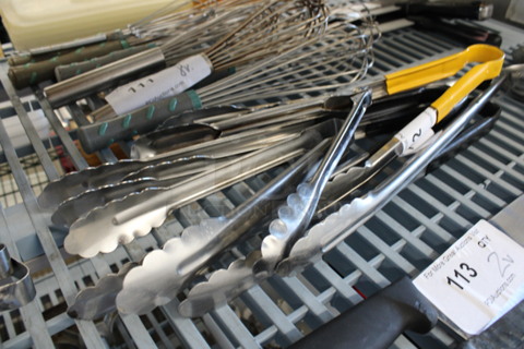 7 Various Metal Tongs. Includes 12". 7 Times Your Bid!
