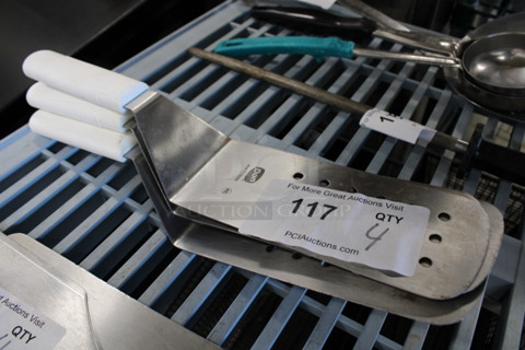 4 Metal Perforated Spatulas. 14.5". 4 Times Your Bid!
