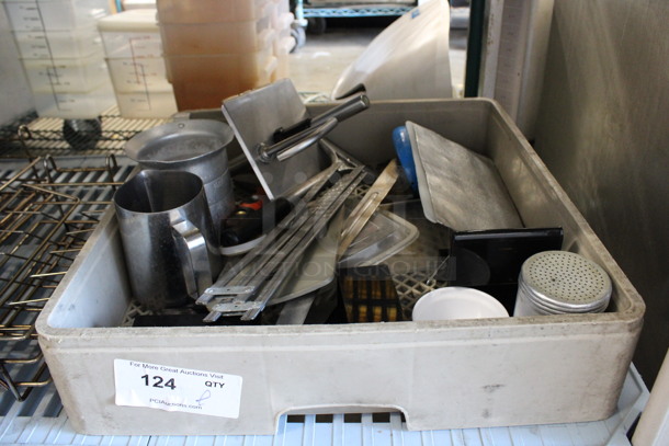 ALL ONE MONEY! Lot of Various Items Including Metal Pitcher and Seasoning Shaker In Poly Dish Caddy!